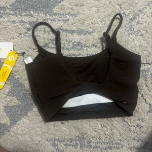 Women's Brown Athletic Top with twisty back